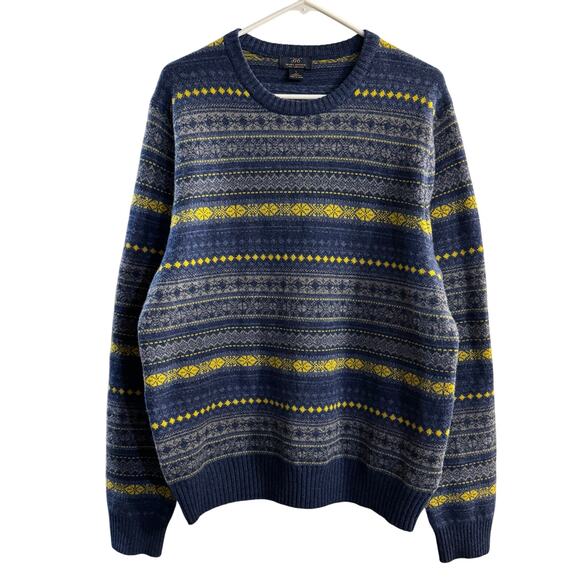 Brooks Brothers 346 Pure Lambswool Fair Isle Men’s Sweater Size Large Preppy - Picture 1 of 6